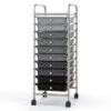 10 Drawer Rolling Storage Cart Organizer with 4 Universal Casters-Gradient Gray - Color: Gradient Gray
