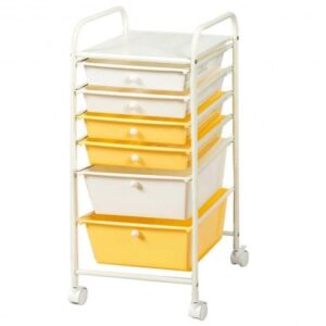 6 Drawers Rolling Storage Cart Organizer-Yellow - Color: Yellow
