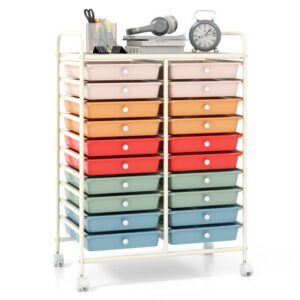 20 Drawers Rolling Storage Cart Studio Organizer-Deep Multicolor - Color: Deep Multicolor
