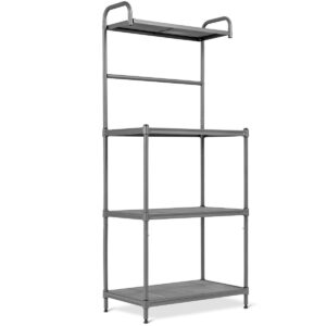 4-Tier Baker's Rack Stand Shelves Kitchen Storage Rack Organizer - Color: Gray