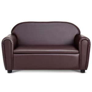 Kids Sofa Armrest Chair with Storage Function - Color: Brown