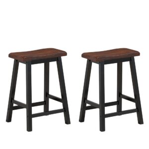 24 Inch Height Set of 2 Home Kitchen Dining Room Bar Stools-Coffee - Color: Brown