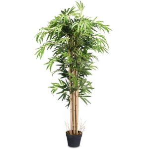 5-Feet Artificial Bamboo Silk Tree Indoor-Outdoor Decorative Planter - Color: Green