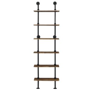 6-Tier Industrial Wall Mounted Pipe Shelves - Color: Coffee