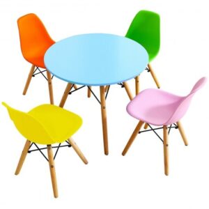 5 Pieces Kid's Colorful Set with 4 Armless Chairs-Multicolor - Color: Multicolor
