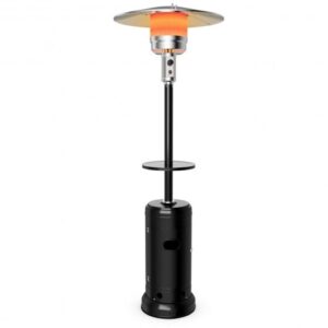 Outdoor Heater Propane Standing LP Gas Steel with Table & Wheels-Black - Color: Black