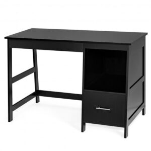 47.5 Inch Modern Home Computer Desk with 2 Storage Drawers-Black - Color: Black