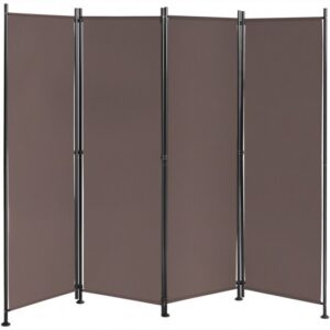4-Panel Room Divider Folding Privacy Screen-Coffee - Color: Brown