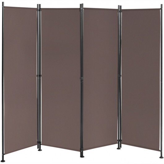 4-Panel Room Divider Folding Privacy Screen-Coffee - Color: Brown