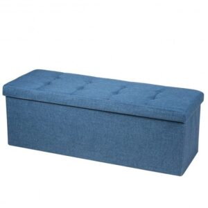 Fabric Folding Storage with Divider Bed End Bench-Navy - Color: Navy