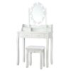 Makeup Dressing Table with Touch Switch Lighted Mirror and Cushioned Stool-White - Color: White