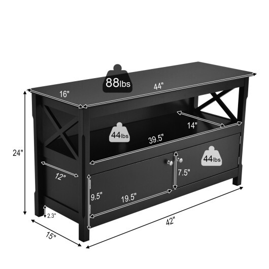 TV Stand Entertainment Center with Charging Station for TVs up to 50 Inch-Black - Color: Black - Image 4