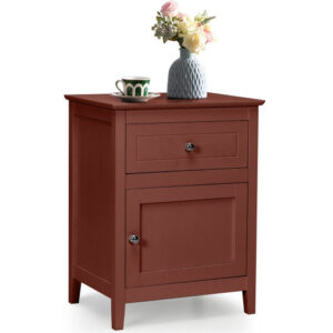 2-Tier Accent Table with Spacious Tabletop-Cherry - Color: Walnut