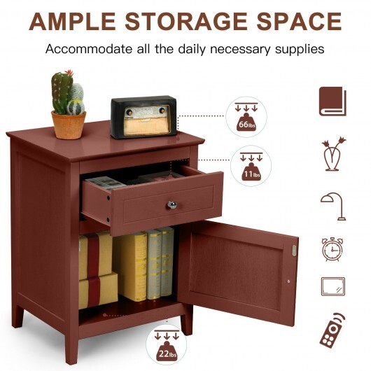 2-Tier Accent Table with Spacious Tabletop-Cherry - Color: Walnut - Image 5