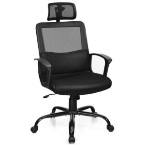 Mesh Office Chair High Back Ergonomic Swivel Chair - Color: Black