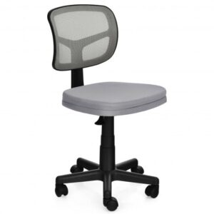 Armless Computer Chair with Height Adjustment and Breathable Mesh for Home Office-Gray - Color: Gray
