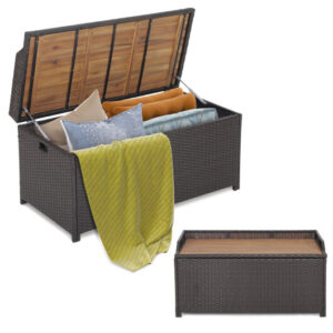 45 Gallon Outdoor Storage Bench with Zippered Liner - Color: Brown