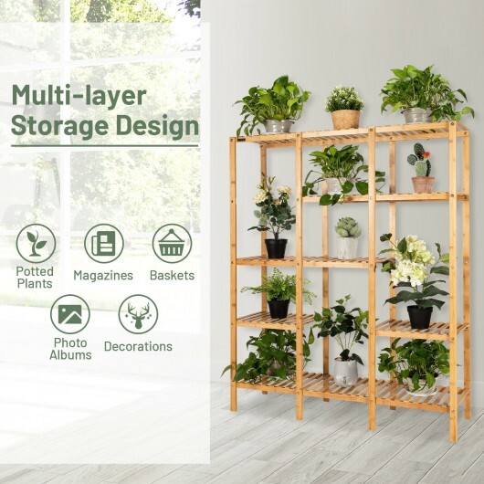 Multifunctional Bamboo Shelf Storage Organizer Rack - Color: Natural - Image 3