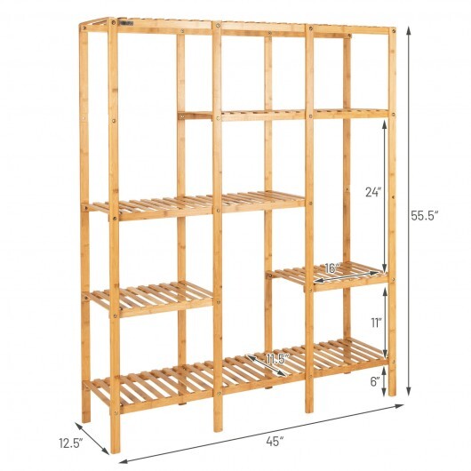 Multifunctional Bamboo Shelf Storage Organizer Rack - Color: Natural - Image 4