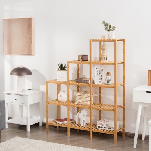 Multifunctional Bamboo Shelf Display Organizer - Color: Natural - Image 2