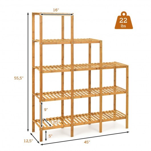 Multifunctional Bamboo Shelf Display Organizer - Color: Natural - Image 4