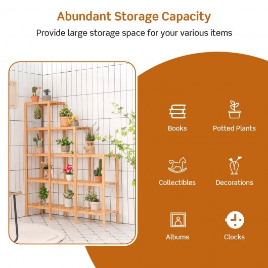 Multifunctional Bamboo Shelf Display Organizer - Color: Natural - Image 5