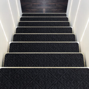 15Pcs Indoor Non-Slip Stair Carpet Mats for Wooden Steps-Gray - Color: Gray