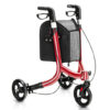 3-Wheel Rolling Walker with Adjustable Handle-Red - Color: Red