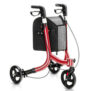 3-Wheel Rolling Walker with Adjustable Handle-Red - Color: Red