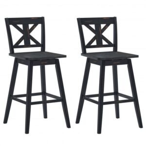 Set of 2 360-Degree Swivel Bar Stools for Home Restaurant-Black - Color: Black