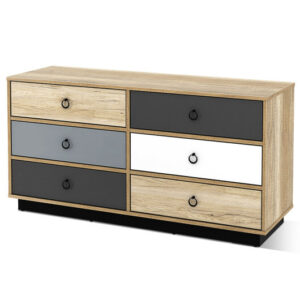 6 Drawers Double Dresser Accent Storage Tower for Bedroom Hallway Entryway - Color: Natural