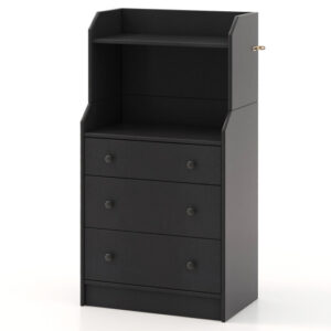 Modern Storage Dresser with Anti-toppling Device-Black - Color: Black