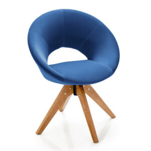 Swivel Accent Chair with Oversized Upholstered Seat for Home Office-Blue - Color: Blue