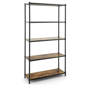 5 Tiers 61 Inch Multi-use Bookshelf with Metal Frame-Black - Color: Black
