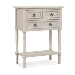 Narrow Console Table with 3 Storage Drawers and Open Bottom Shelf-Beige - Color: Beige