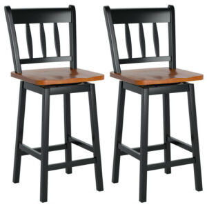 24.5 Inches Set of 2 Swivel Bar Stools with 360?&deg; Swiveling-Black - Color: Black