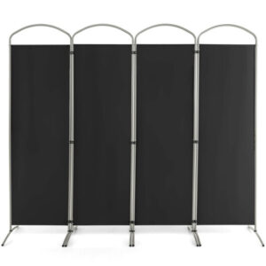 6.2Ft Folding 4-Panel Room Divider for Home Office Living Room-Black - Color: Black