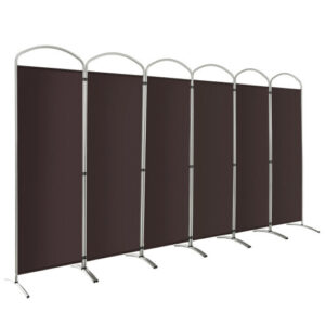 6 Feet 6-Panels Freestanding Folding Privacy Screen-Brown - Color: Brown