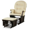Wood Baby Glider and Ottoman Cushion Set with Padded Armrests for Nursing-Beige - Color: Beige