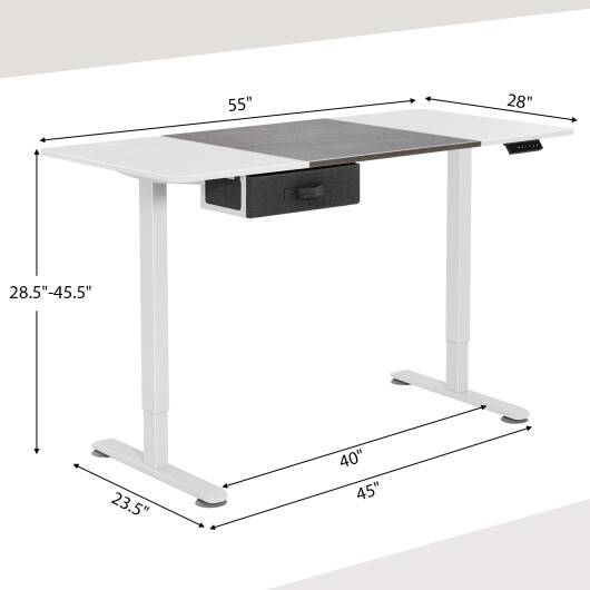 Height Adjustable Electric Standing Desk with USB Charging Port-Gray - Color: Gray - Image 4