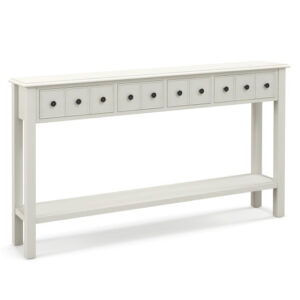 60 Inch Long Sofa Table with 4 Drawers and Open Shelf for Living Room-White - Color: White
