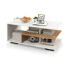 Rectangular Coffee Table with L-shaped Middle Shelf-White - Color: White