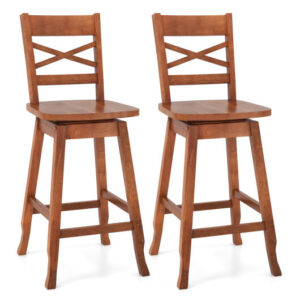 Swivel 24-Inch Counter Height Stool Set of 2 with Inclined Backrest-Walnut - Color: Walnut - Size: 24 inches