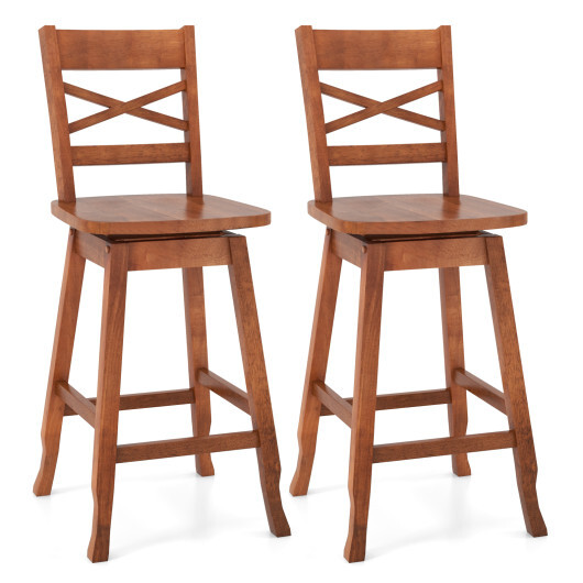 Swivel 24-Inch Counter Height Stool Set of 2 with Inclined Backrest-Walnut - Color: Walnut - Size: 24 inches