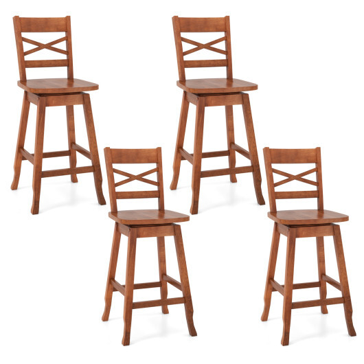 Swivel 24-Inch Counter Height Stool Set of 2 with Inclined Backrest-Walnut - Color: Walnut - Size: 24 inches - Image 4