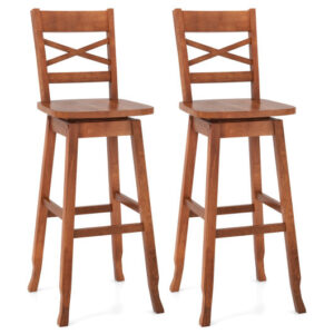 Swivel 30-Inch Bar Height Stool Set of 2 with Footrest-Walnut - Color: Walnut - Size: 30 inches
