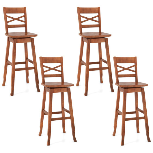 Swivel 30-Inch Bar Height Stool Set of 2 with Footrest-Walnut - Color: Walnut - Size: 30 inches - Image 4