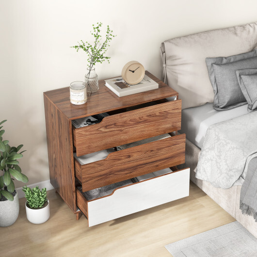Rustic Farmhouse Wooden Storage Dresser for Bedroom Living Room-Brown - Color: Brown - Image 3