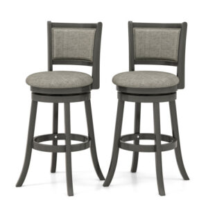 Swivel Bar Stools Set of 2 with Soft-padded Back and Seat-L - Color: Gray - Size: L