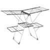 2-Tier Clothes Drying Rack with 33 Drying Rails and Height Adjustable Gullwings - Color: Silver